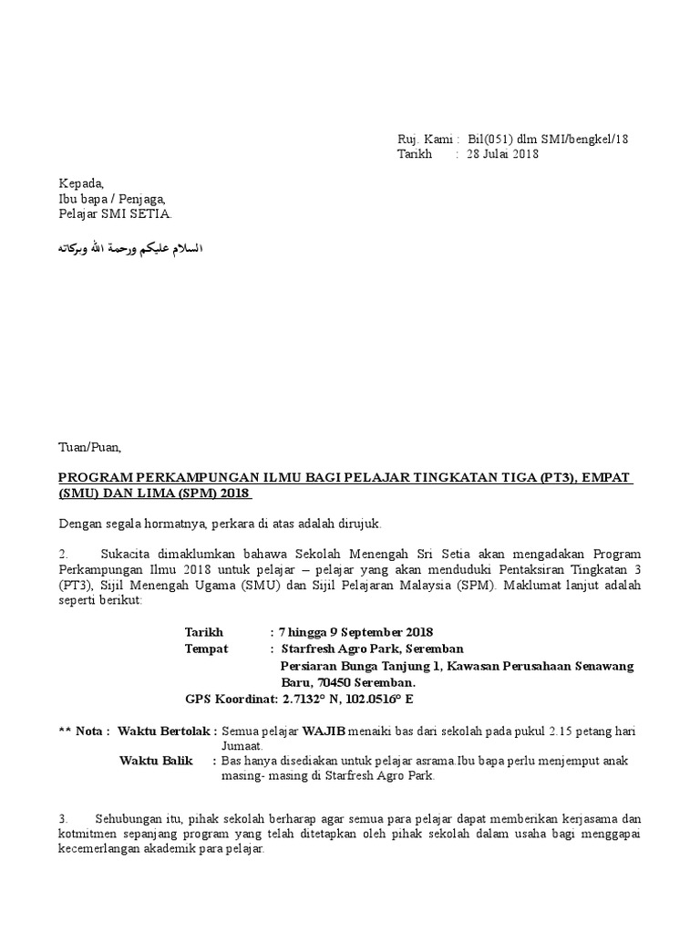 Surat Makluman Ibu Bapa Pdf