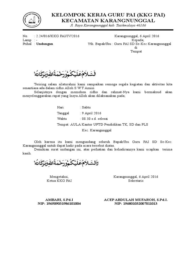 850+ Contoh Undangan Rapat Kkg Gratis Terbaik