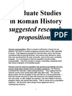 Graduate Studies in Roman History - Suggested Research Propositions