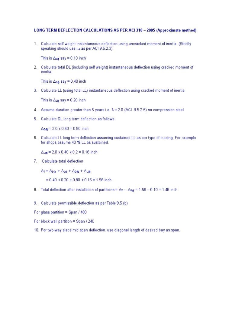 Deflection Calculations (ACI) | PDF