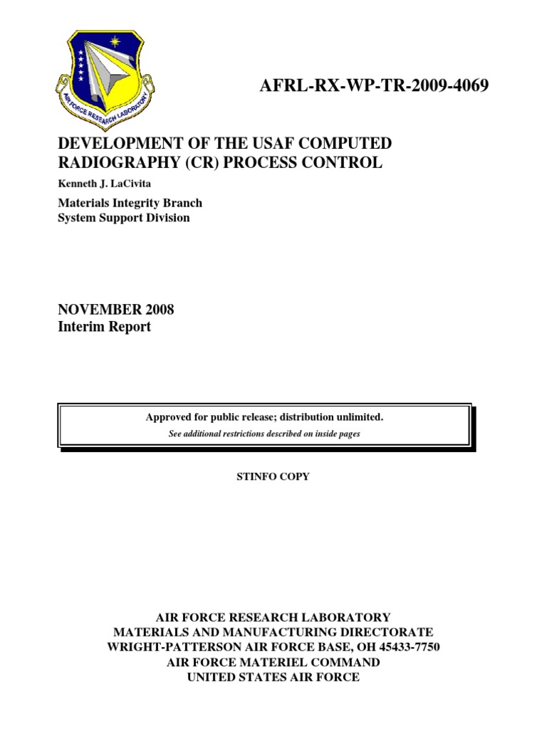 USAF Computed Radiography Process Control | PDF | Optical Resolution ...