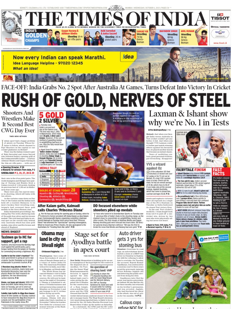 Times of India Mumbai - 6 Oct 2010 | Sports