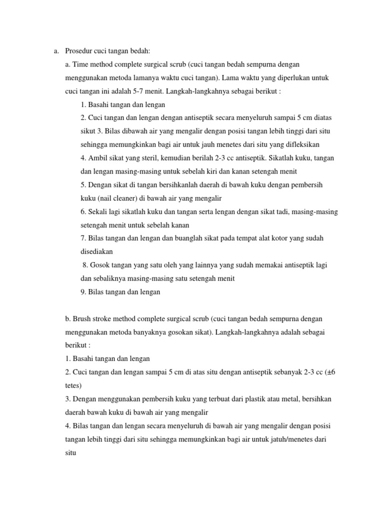 Prosedur Cuci Tangan Bedah Pdf