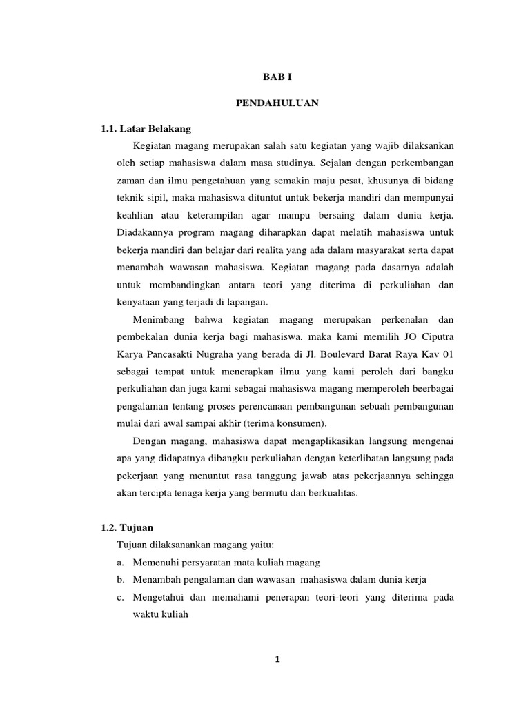 Contoh Laporan Magang | PDF