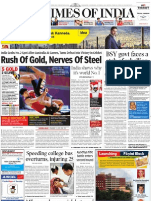 Times of India Bangalore - 6 Oct 2010 | Sports