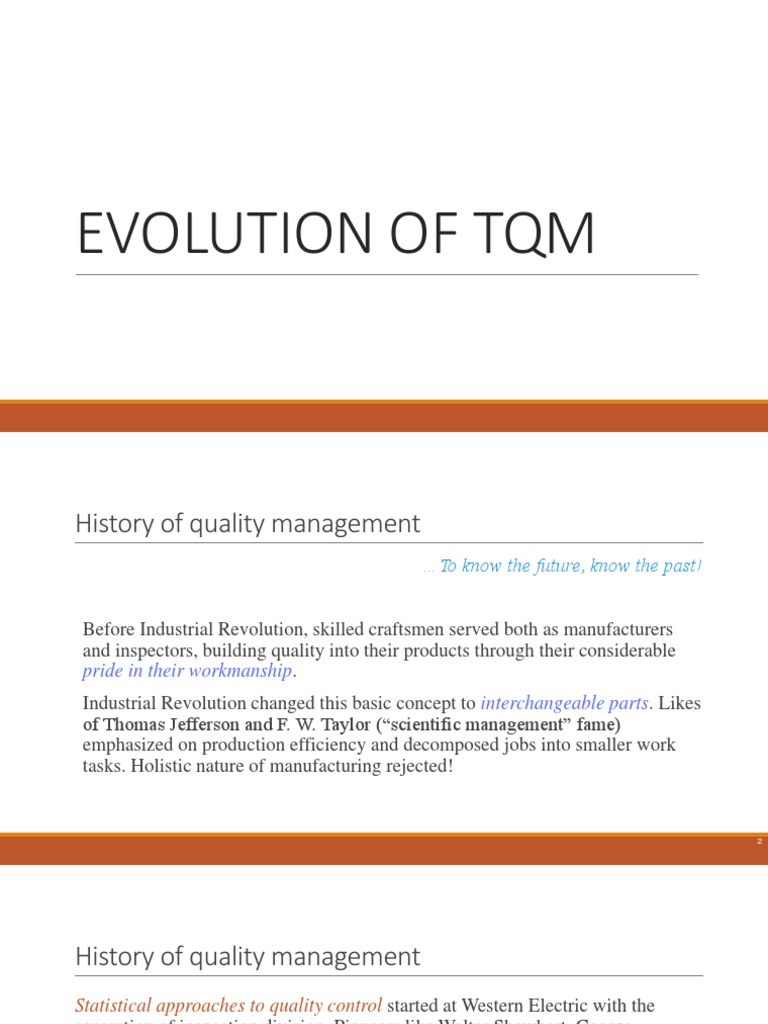 History and Evolution of TQM | PDF | Quality Management | Quality ...