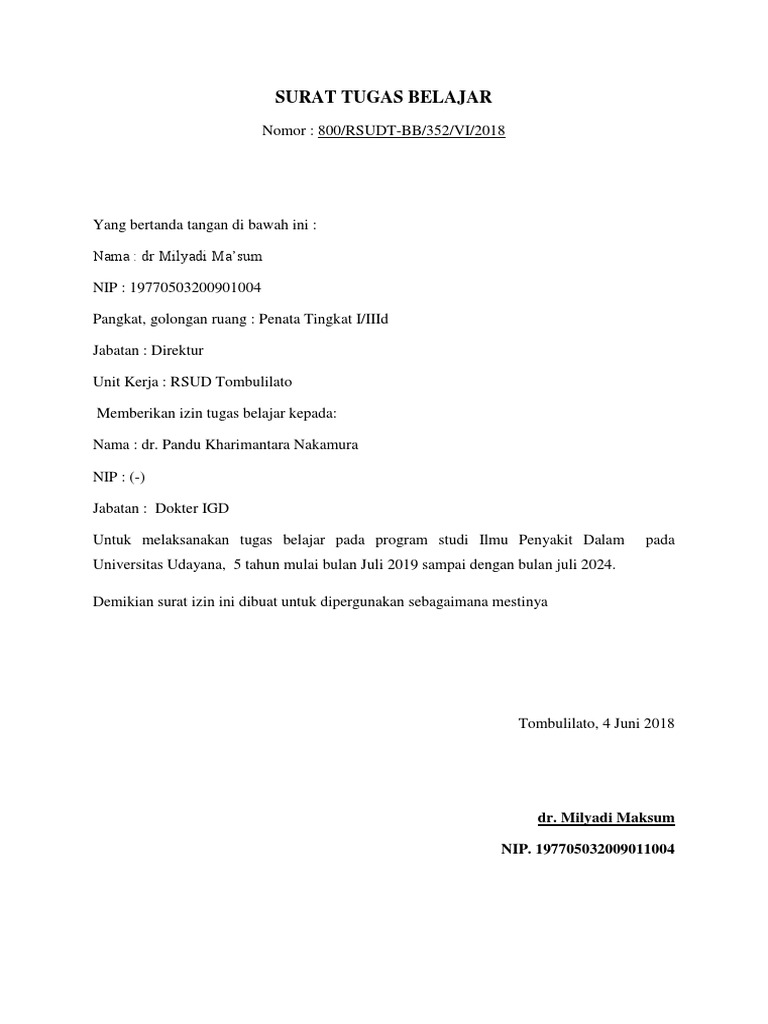 Surat Tugas Belajar Lpdp Pdf