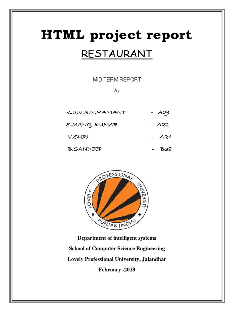 HTML Project Report: Restaurant | PDF | Websites | Internet Forum