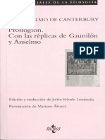 Anselmo [San] de Canterbury - Proslogion (Con Las Réplicas de Gaunilón y Anselmo) [Ed. Julián Velarde] (129 Pp.) [Madrid (2009)] [Por Robertokles]