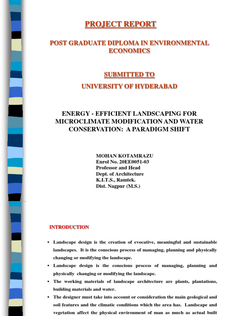 Project Report: Post Graduate Diploma in Environmental Economics | PDF ...