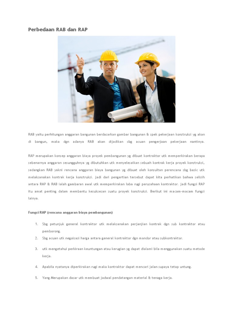 Perbedaan RAB dan RAP dalam Konstruksi | PDF | Bisnis