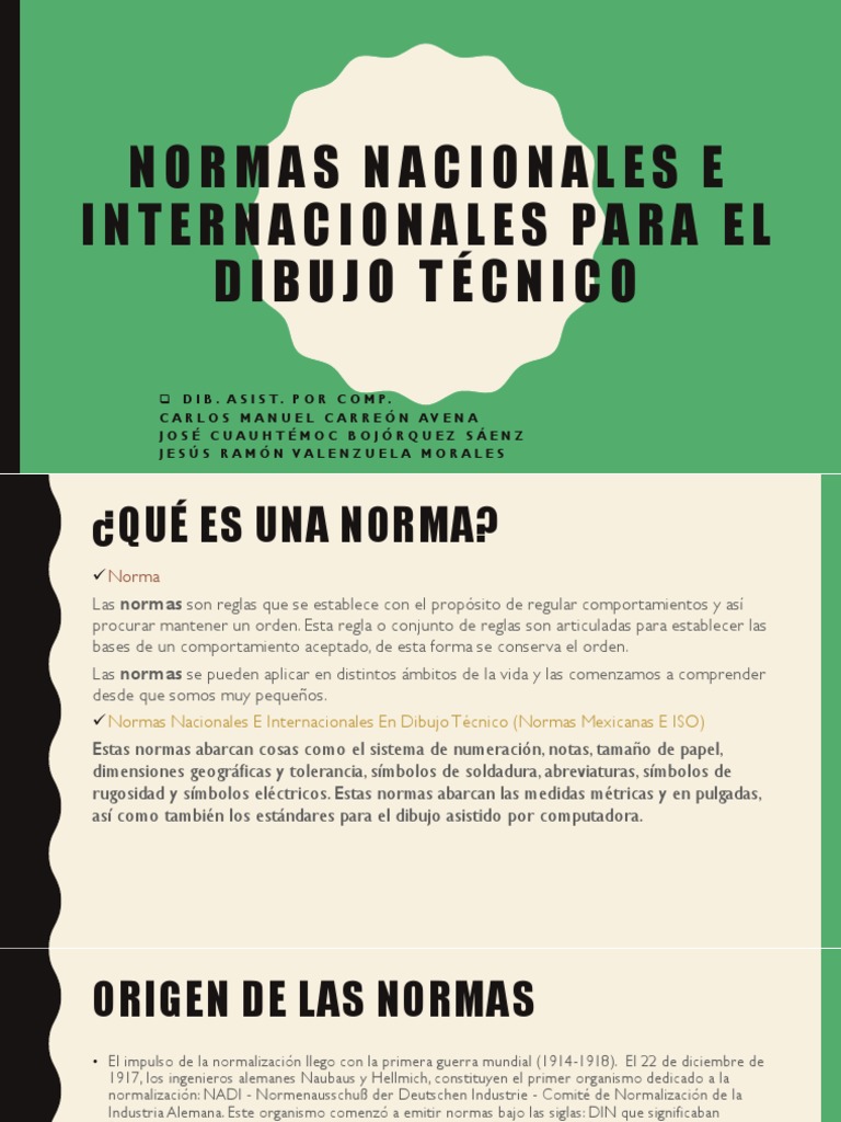 Normas nacionales e internacionales para el dibujo técnico.pptx Dibujo Organización
