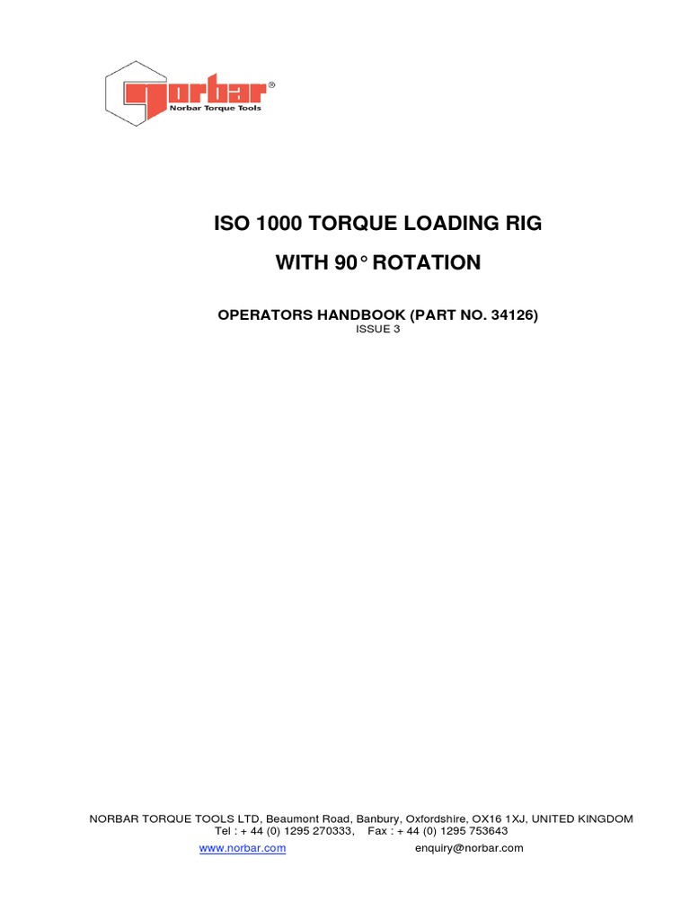 ISO 1000 Torque Loading Rig Manual | PDF | Transmission (Mechanics ...