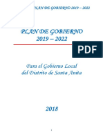 Plan de Gobierno 2019 - 2022: para El Gobierno Local Del Distrito de Santa Anita