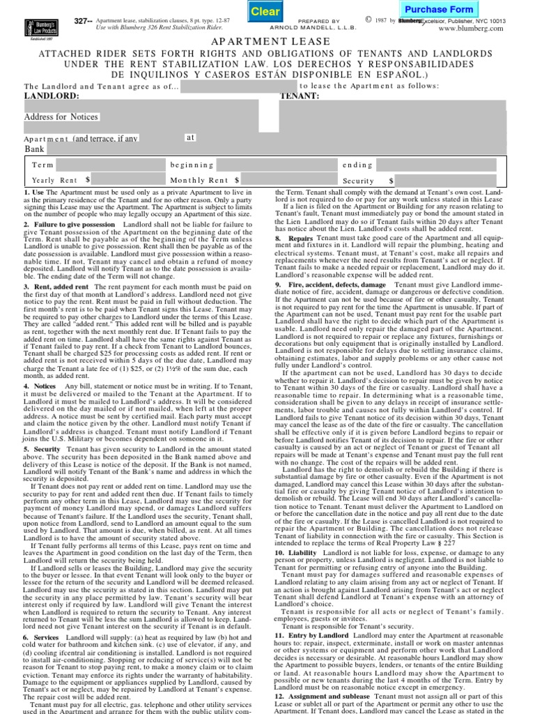 Stabilized Rental PDF Landlord Lease