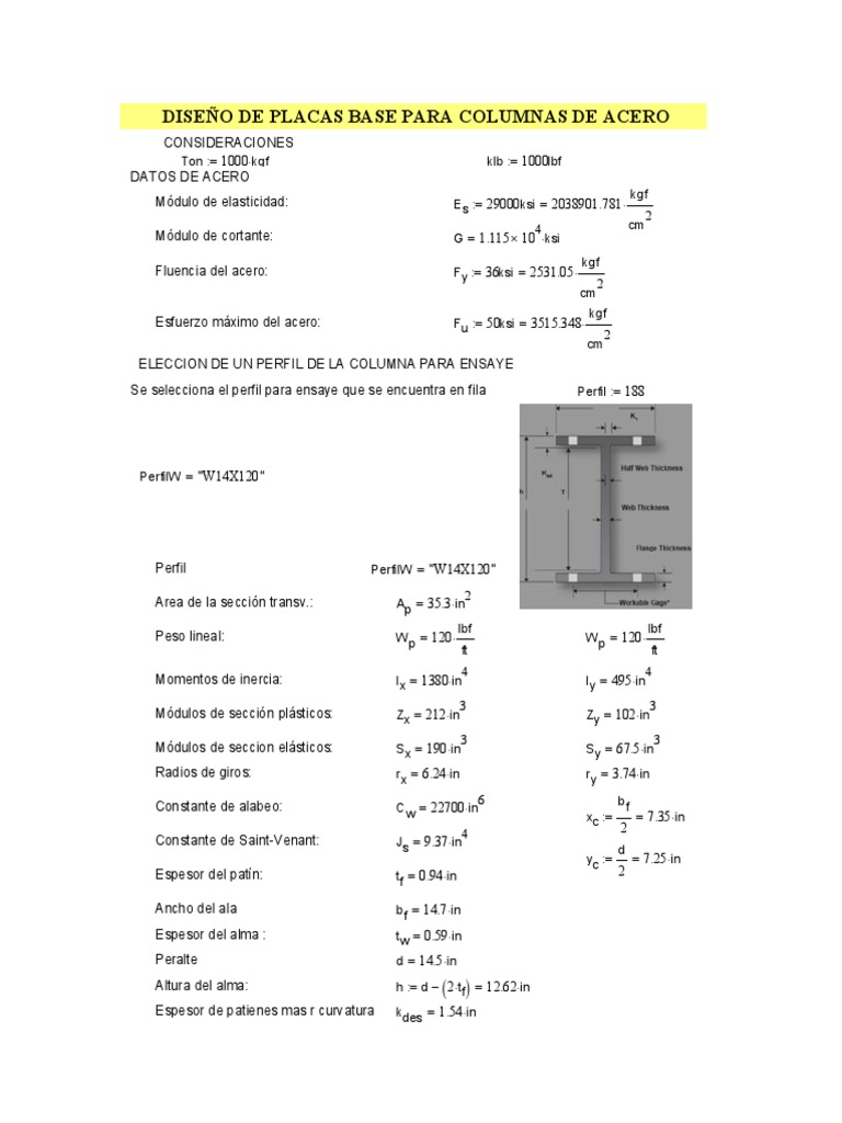 Diseño de Placas Base para Columnas PDF Mecánica de sólidos