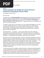 Eros Grau - Uma Resposta Ao Artigo de Streck e Jerônimo Franco Neto