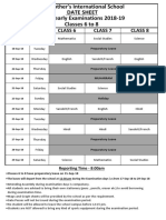 Classes 6 To 8 Half Yearly Examination (2018-19) Datesheet