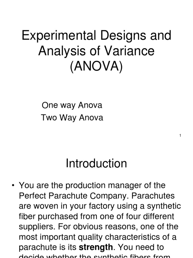 Design Of Experiments And Anova Analysis Of Variance Experiment
