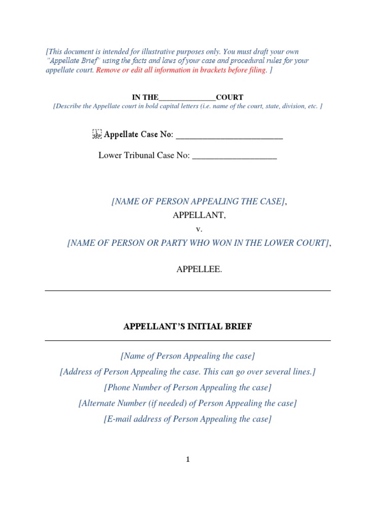 Appellate Brief Template | PDF | Brief (Law) | Lawsuit