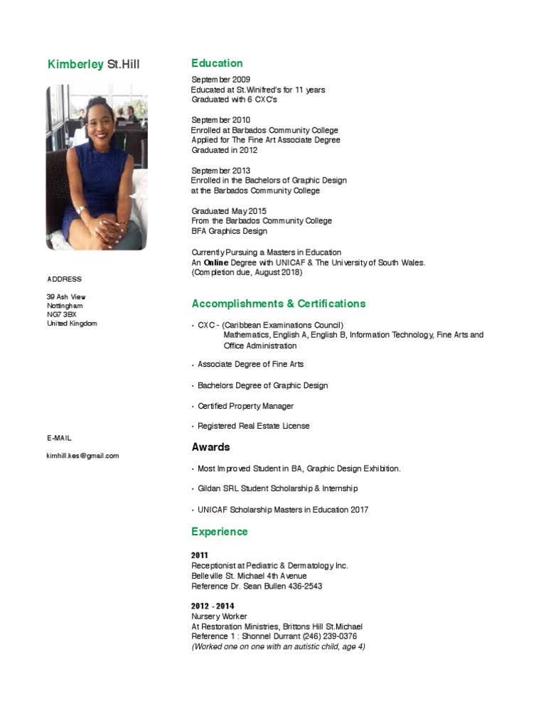 Kim CV 2018 PDF | PDF | Barbados | Graphic Design