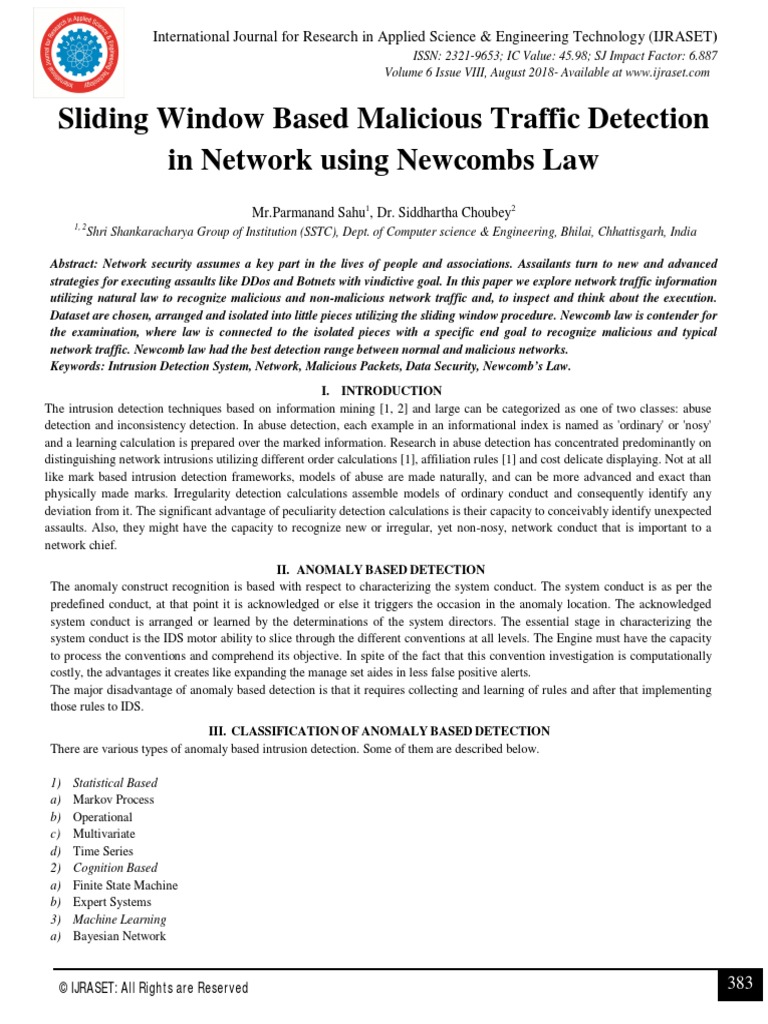 Sliding Window Based Malicious Traffic Detection in Network Using ...