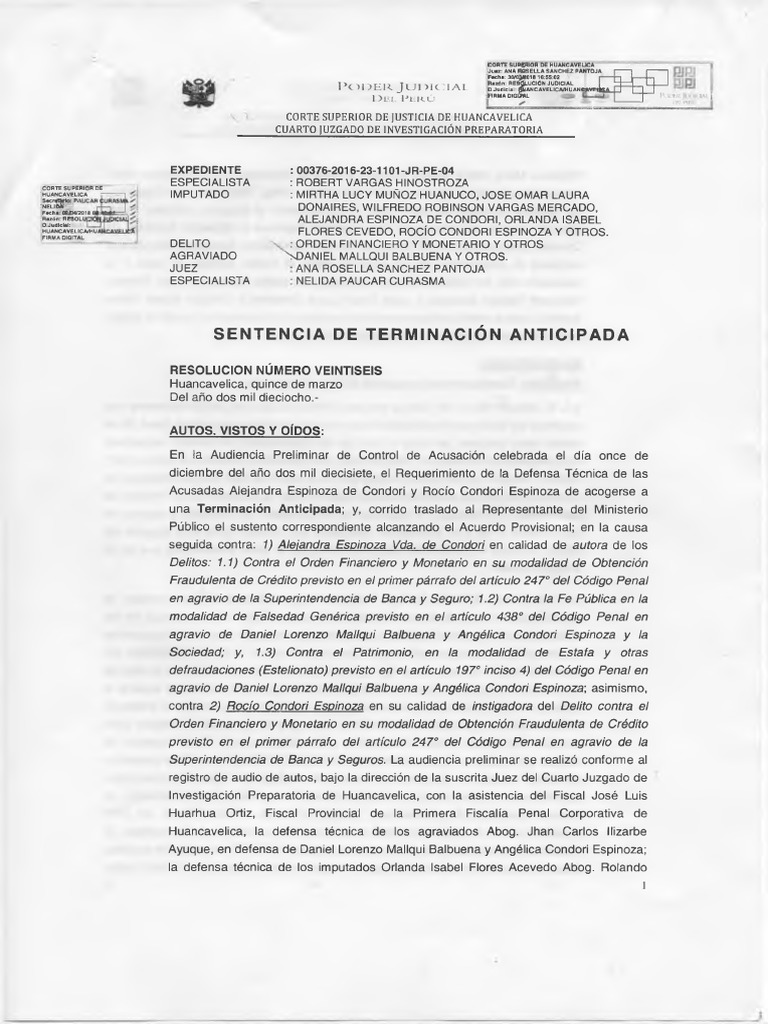 Sentencia de Terminacion Anticipada | PDF | Castigos | Derecho penal