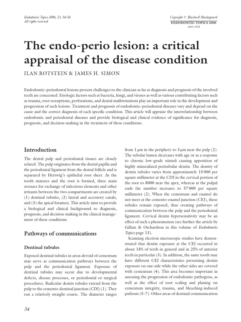 EndoPerio Lesion PDF PDF Human Tooth Infection