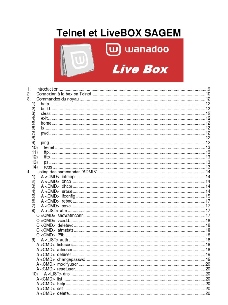 Commande Telnet Pour Livebox | PDF | Internet Protocols | Data Transmission