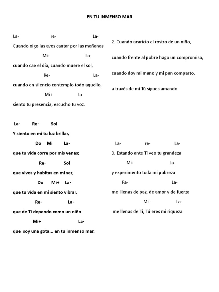 En Tu Inmenso Mar: Letra y Acordes | PDF