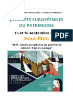 Programme des Journées du patrimoine 2018 dans le Haut-Rhin