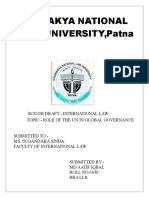 Chanakya National Law University, Patna: Rough Draft:-International Law Topic: - Role of The Un in Global Governance