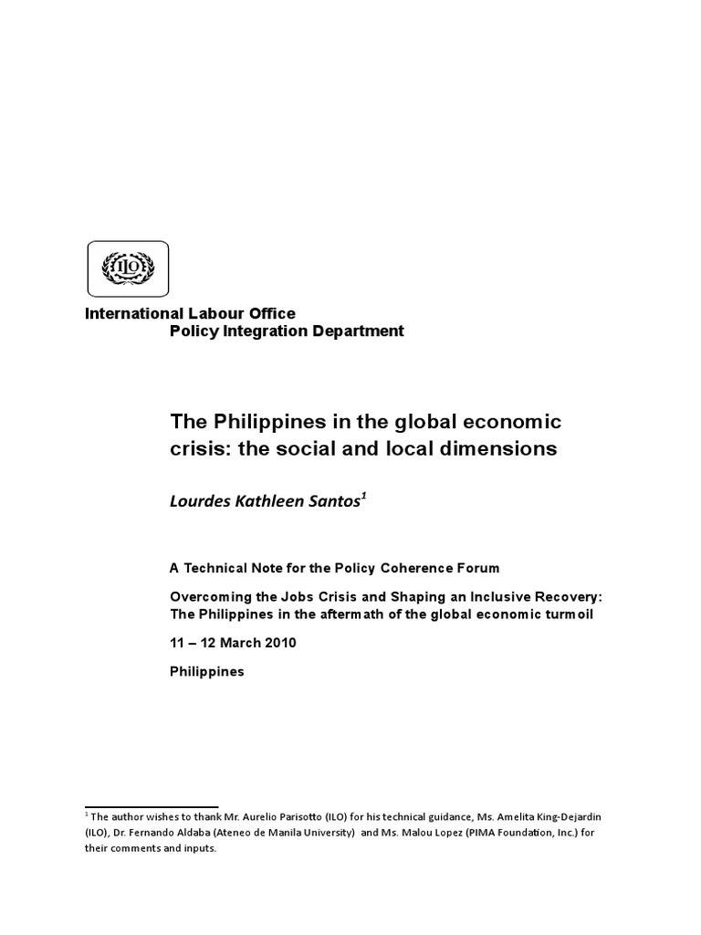 The Philippines in The Global Economic Crisis The Social and Local ...