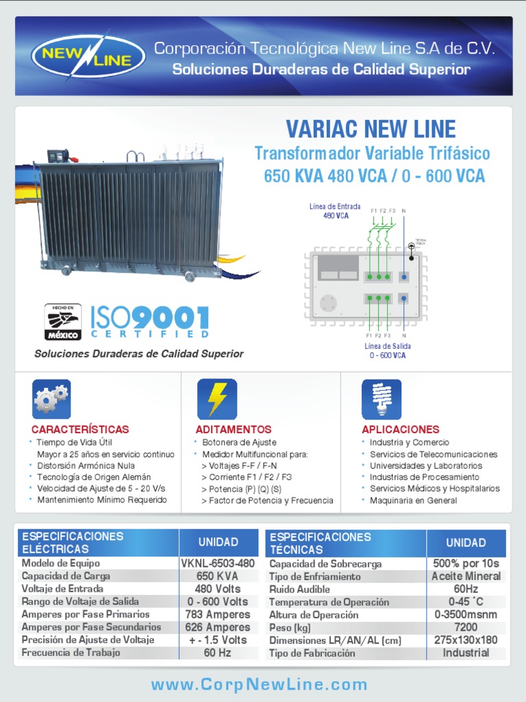 Variac Trifásico 650 KVA 480 VCA | PDF | Transformador | Electromagnetismo