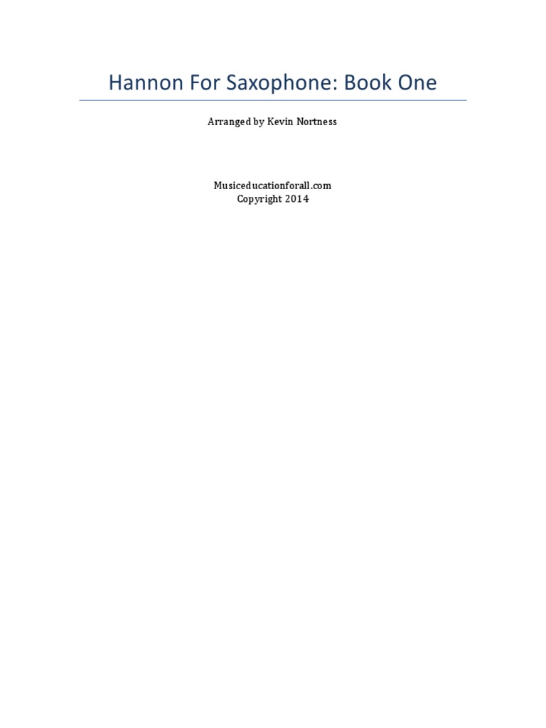 Hannon For Saxophone Book PDF Saxophone