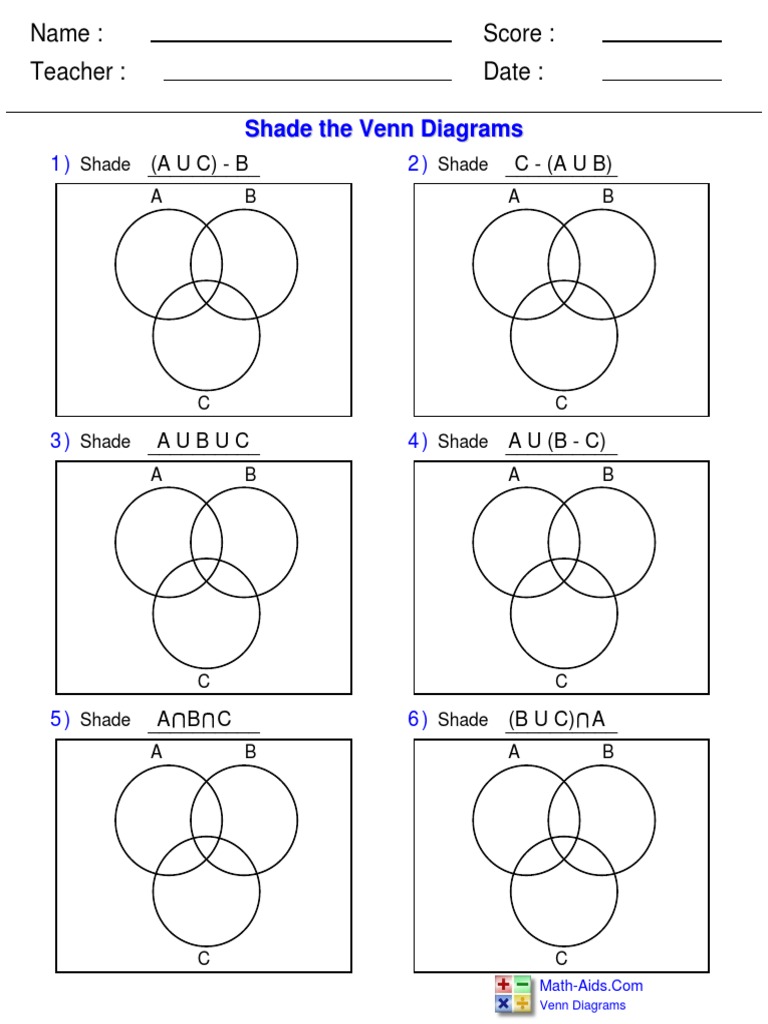 Venn Diagram Shade Solutions | PDF