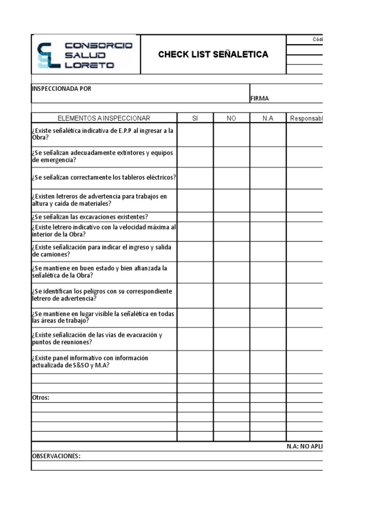 Check List Señaletica