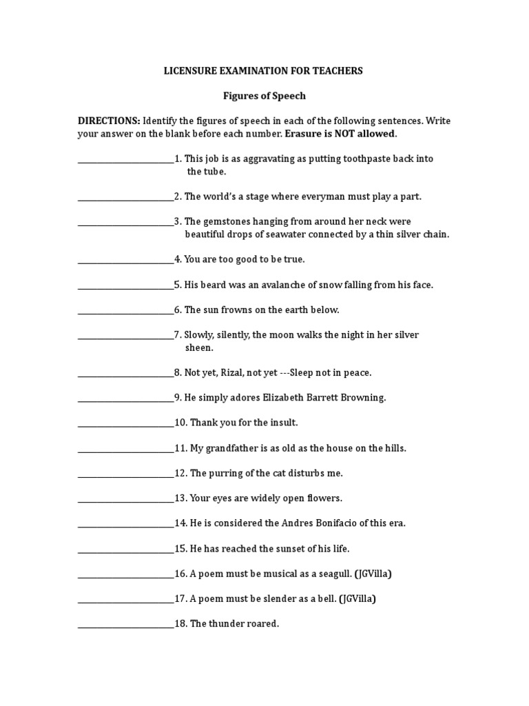 Figures of Speech Test PDF