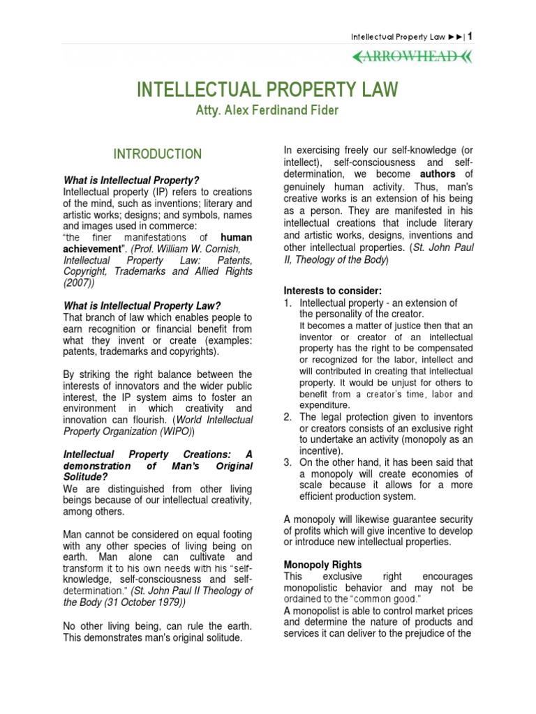 Overview of Intellectual Property Law | PDF | Intellectual Property ...