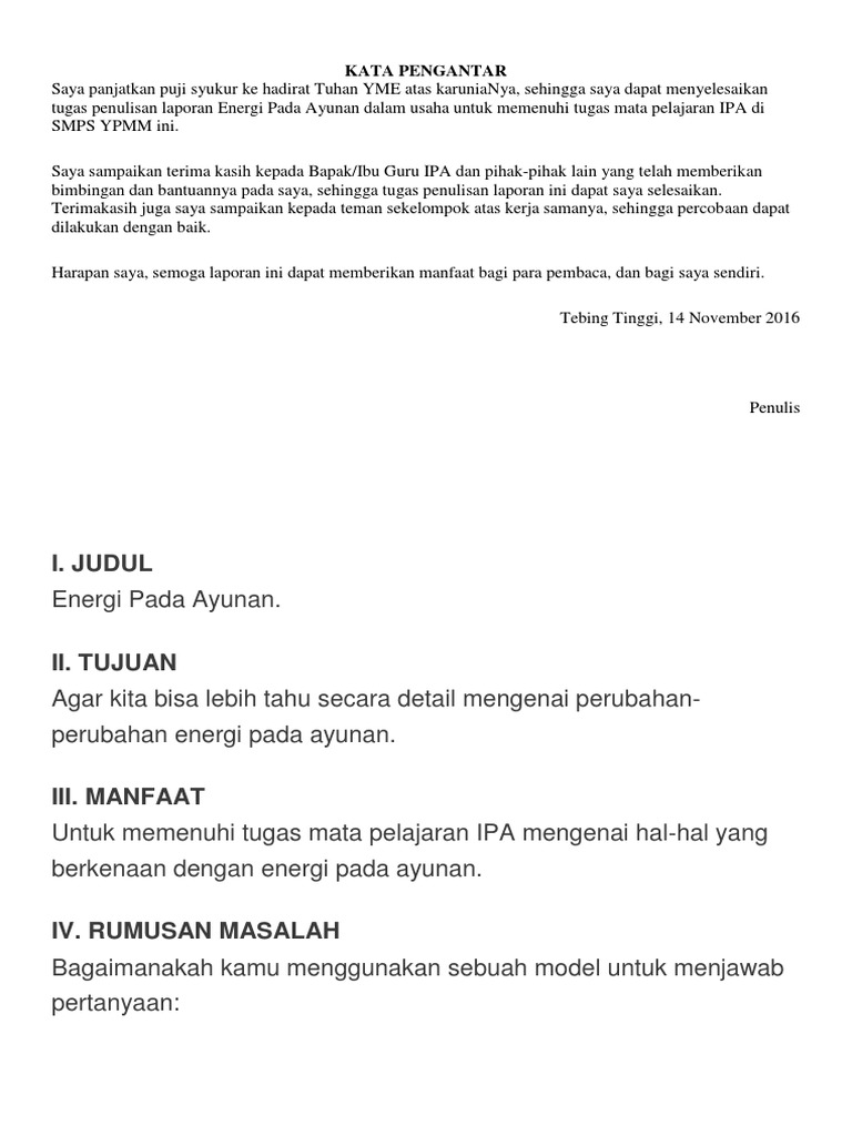 Contoh Kata Pengantar Untuk Laporan Praktikum Ipa - Kumpulan Contoh Laporan