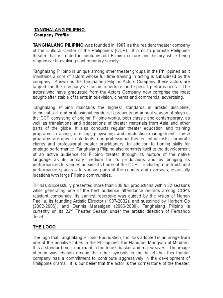 Writeups For Souvenir Program PDF Theatre Philippines