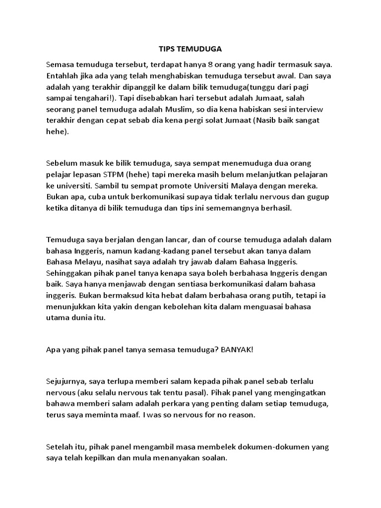 Tips Temuduga Pdf