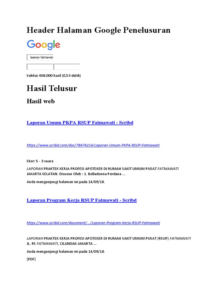 Header Halaman Google Penelusuran: Hasil Web | PDF | Career & Growth