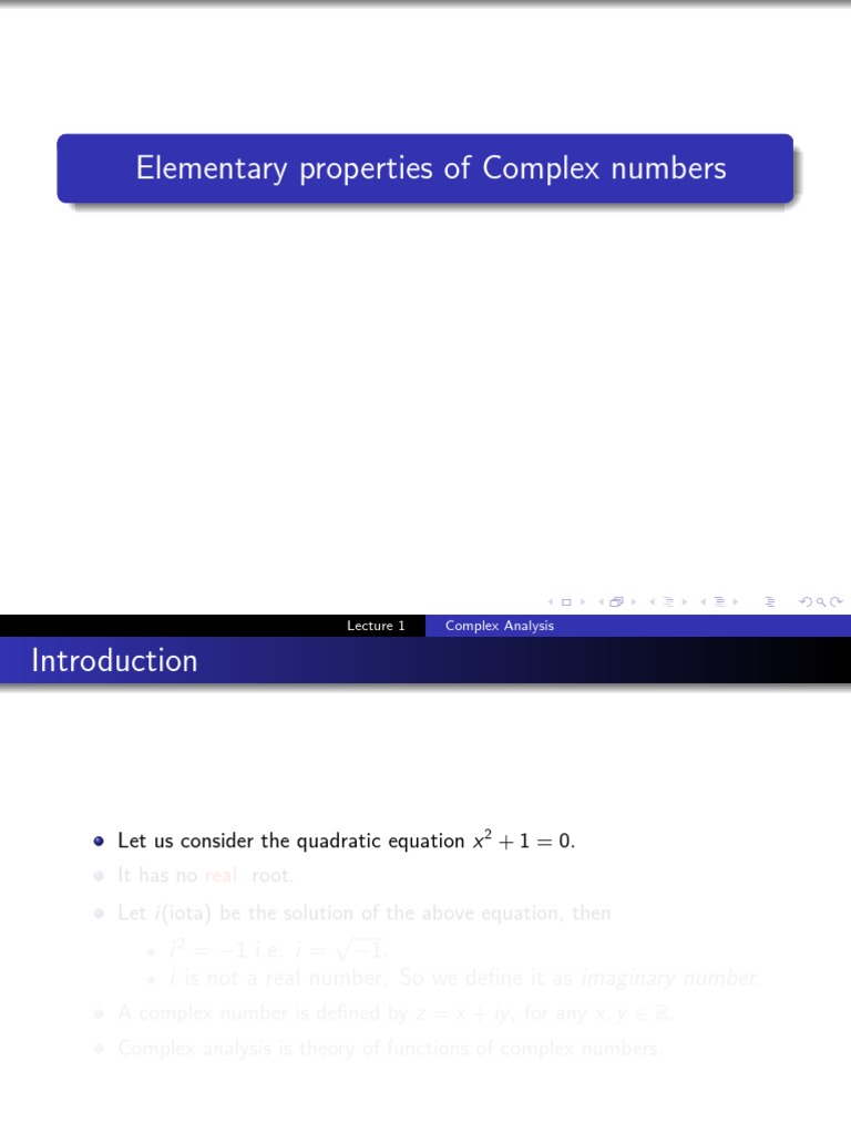 Lecture 1 Complex Analysis | PDF | Complex Number | Sine