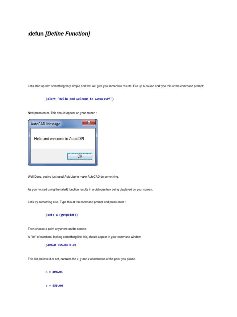 AutoLISP Basics: Intro to Functions | PDF | Software Development ...