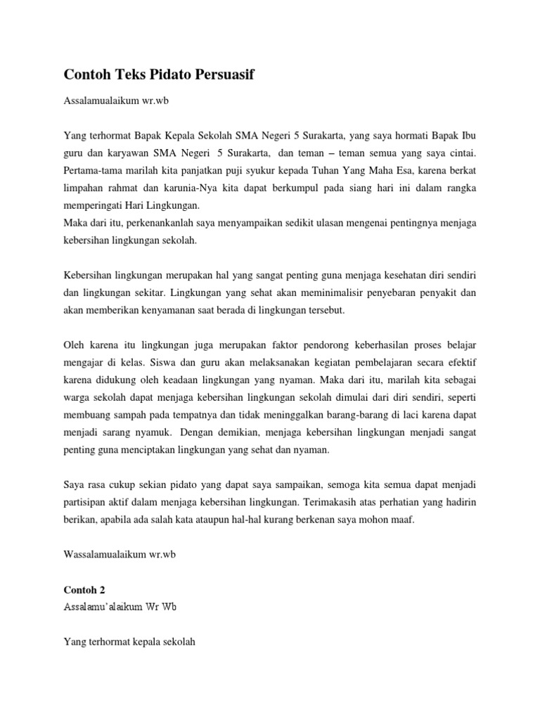 Contoh Pidato Tentang Kebersihan Lingkungan Sekolah Contoh Pidato Tentang Kebersihan Lingkungan Sekolah