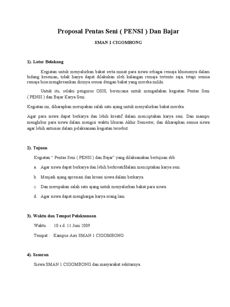Proposal Pentas Seni