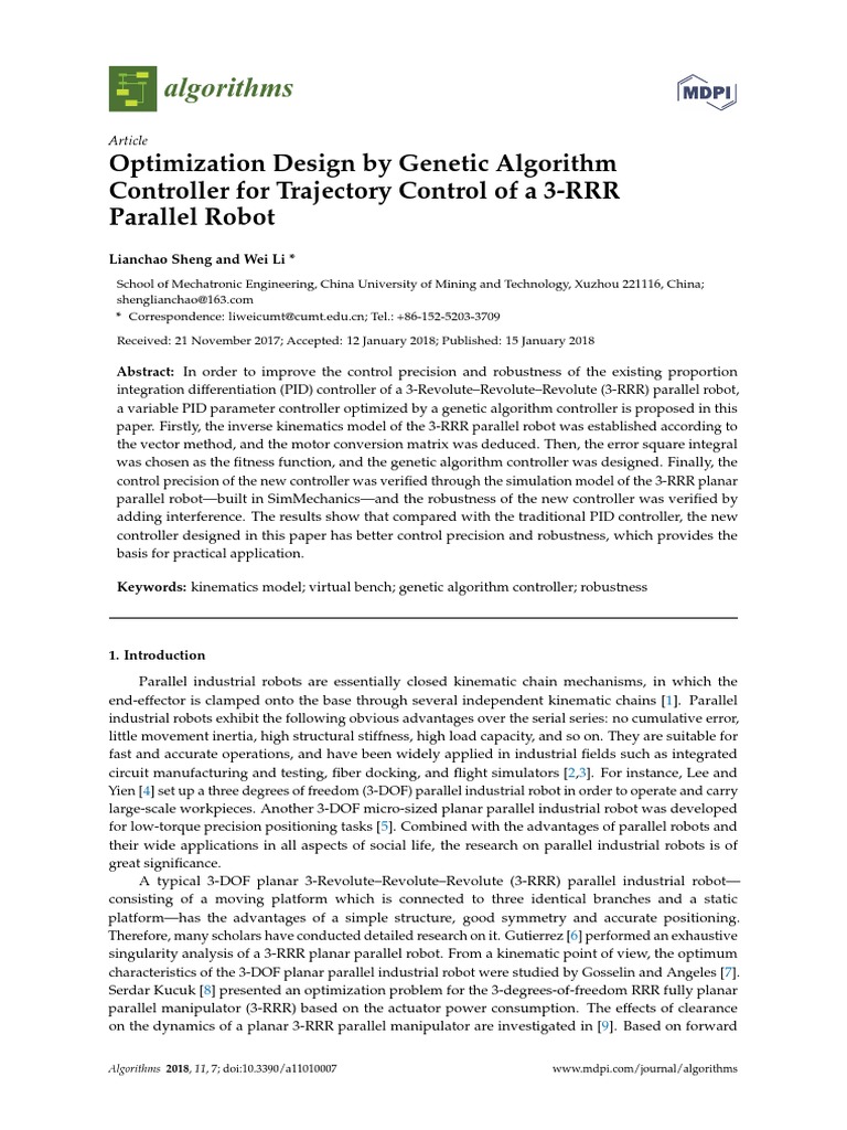 Algorithms: Optimization Design by Genetic Algorithm Controller For ...