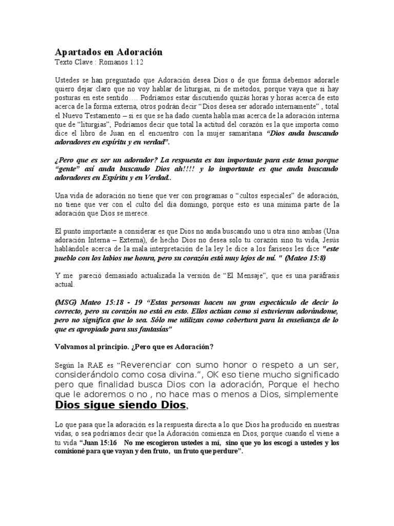 1.respondiendo Al Llamado en Adoracion | PDF | Cristo (título) | Dios