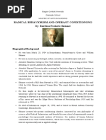 Radical Behaviorism and Operant Conditionong: By: Burrhus Frederic Skinner